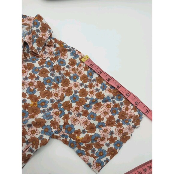 Self Esteem Top Shirt knotted Women Junior Button Front Short Sleeve Fall Sz XS - Picture 6 of 10